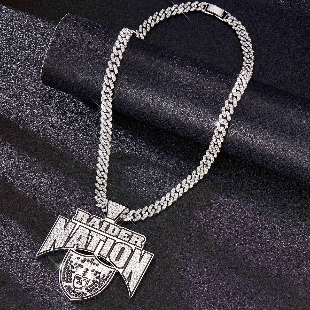 Soccer Team Pendant Necklace, Hip-Hop Style, Full Diamonds, Cuban Chain, Boho Jewelry, All Seasons, Alloy Material