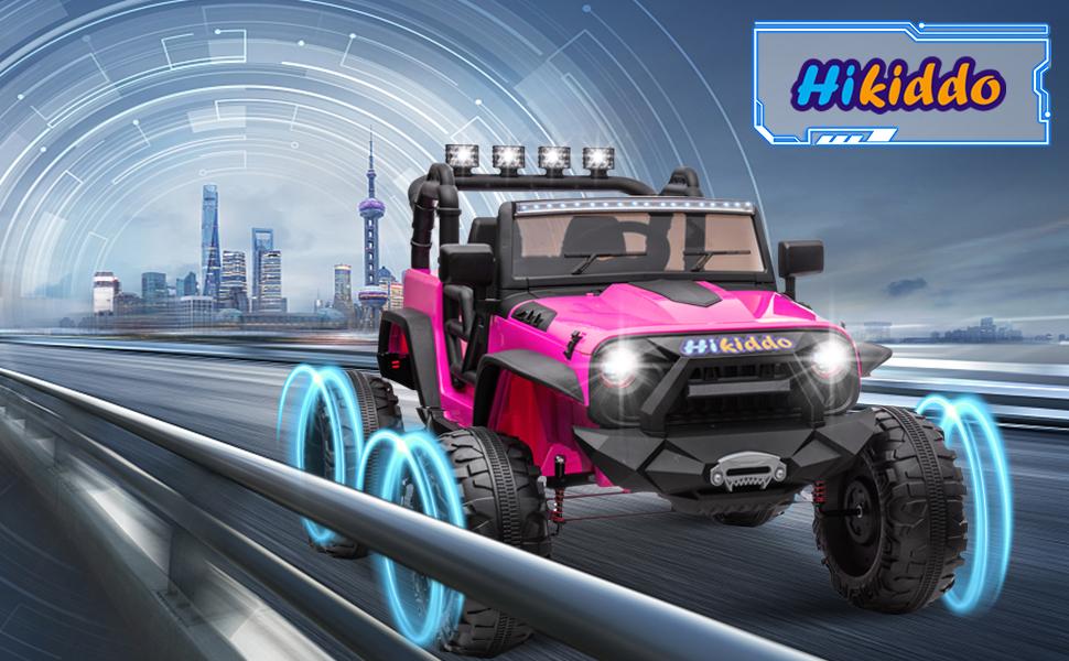 Hikiddo 24V 9Ah Ride on Toy for Big Kids, 2-Seater Powered Ride-on Truck Car with Remote
