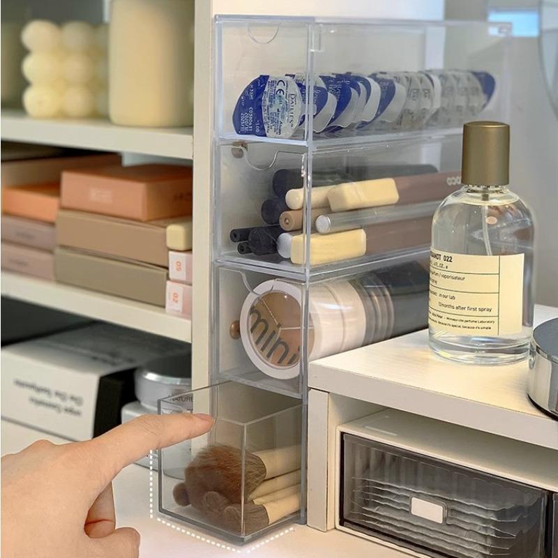 Clear Acrylic Dustproof Stackable Sunglasses Storage Box, 1 Count 4 Layer Sunglasses Display Box, Sunglasses Organizer, Home Organizer for Living Room Bedroom, Multi Grids Organizer