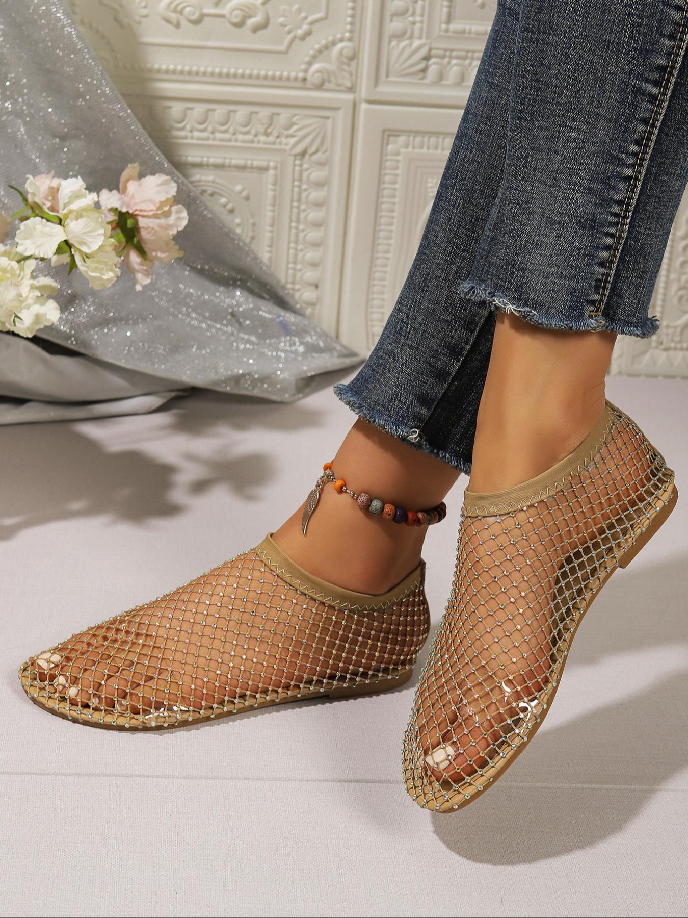 Women's Casual Round Toe Ballet Flats, Breathable Mesh Low Top Shoes, Spring & Fall Textile Upper, Comfortable Rubber Sole