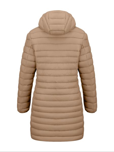 Women's Mid-Length pufferHooded Jacket with Zipper Pockets, Casual Plain Woven Fabric Coat for Fall & Winter Outdoor Commuting