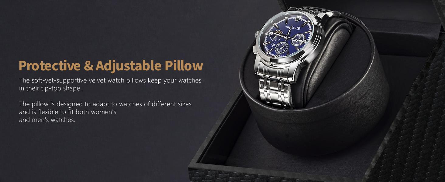 Watch Winder for Automatic Watches: Automatic Single Watch Winder Box with Japanese Quiet Motor, Rotating Watch Case in Black Carbon Fiber Leather, Gifts for Men & Collectors