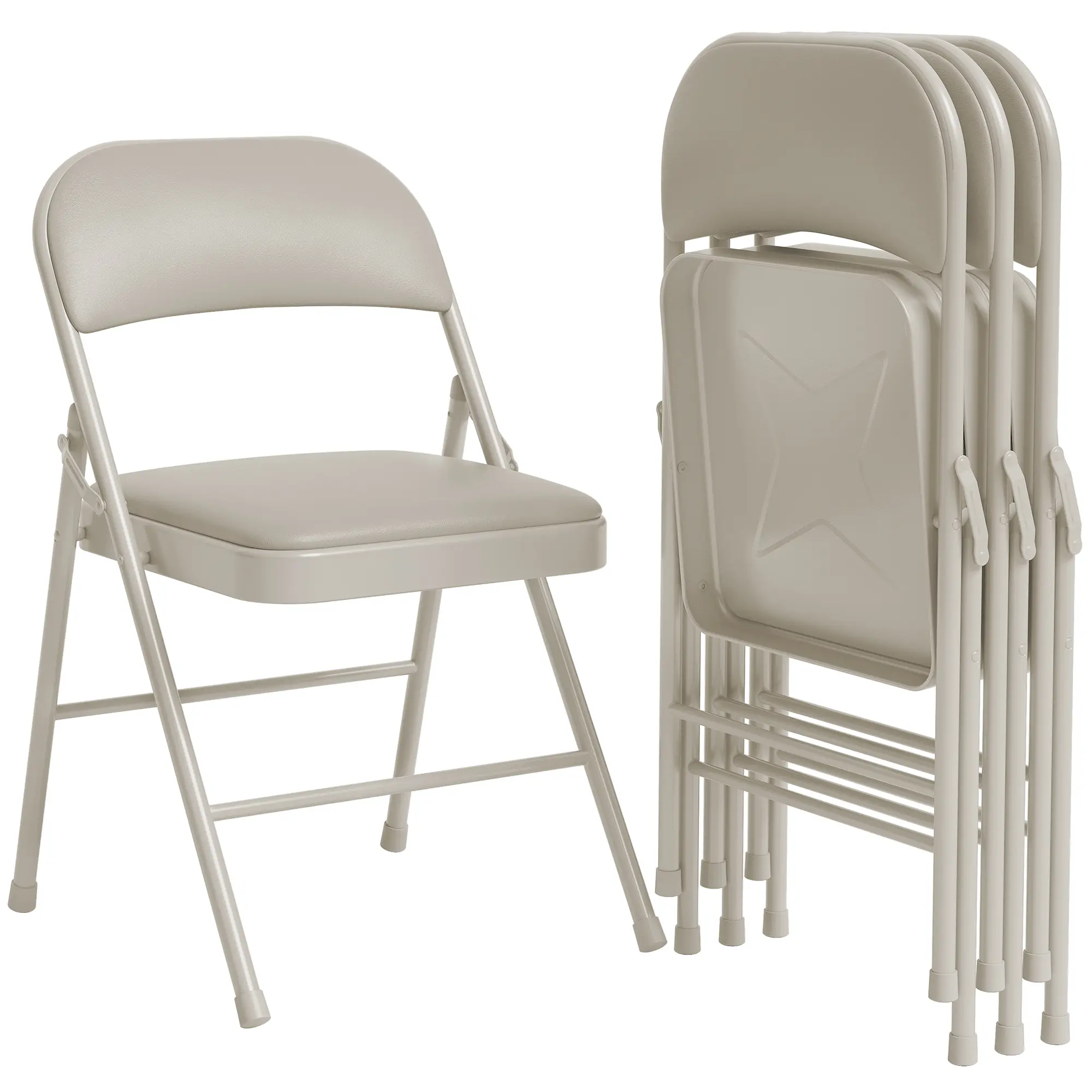 Padded Folding Chairs Set of 4 – Heavy Duty Steel Frame Foldable Dining Chairs, Space-Saving Storage, No Assembly Required for Indoor & Outdoor Use