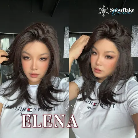 JBEXTENSION 18 Inches Natural Black Pre-Cut Snowflake Lace Frontlace Glueless Wig ELENA【PERMATEASE】【BENDY EAR TABS】