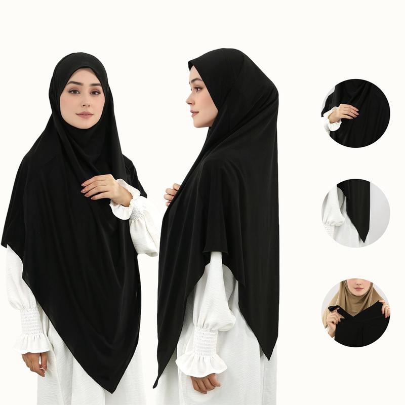 Women's Stretchable Lace-Up Instant Jersey Hijab, Stretchy Soft Elastic Fabric Headscarf Suitable for Various Occasions, Modest Design