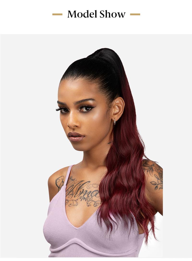 Yetta Body Wave Drawstring Ponytail Extension Synthetic Hair for Women Soft Wavy Curly Texture Lightweight Comfortable Easy to Wear 22 Inch Length Wig Clip Hair Extensions Knotless Box Braid Knotless Box Braid