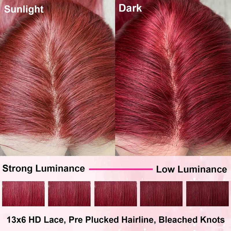 Bling Hair Burgundy 99j Lace Front Wigs Body Wave Human Hair 13x6 13x4 Burgundy Wig Human Hair 180% Density Brazilian Straight Human Hair Wigs for Women Pre Plucked with Baby Hair