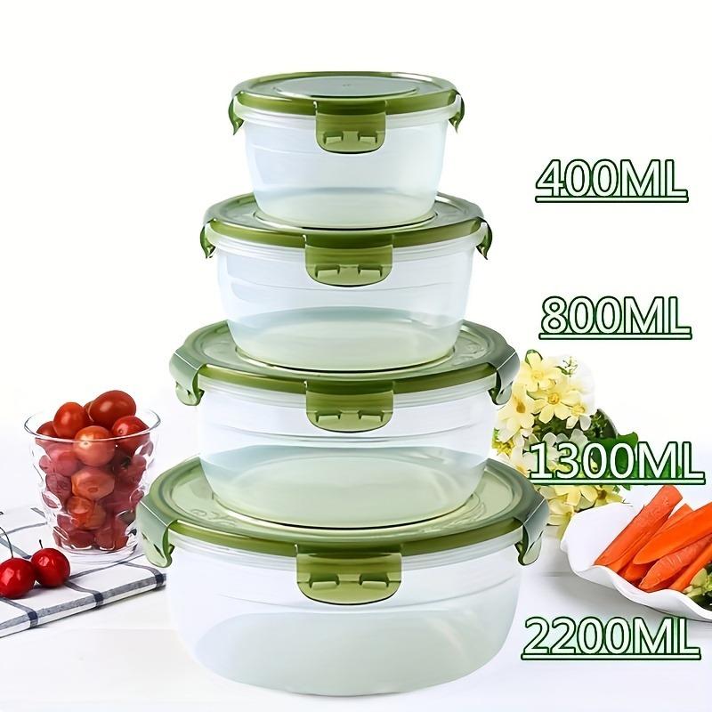 Food Storage Container with Lid, 4 Counts/set Leakproof Microwave-safe Stackable Kitchen Storage Container, Food Organizer Set for Fridge Airtight Food Storage