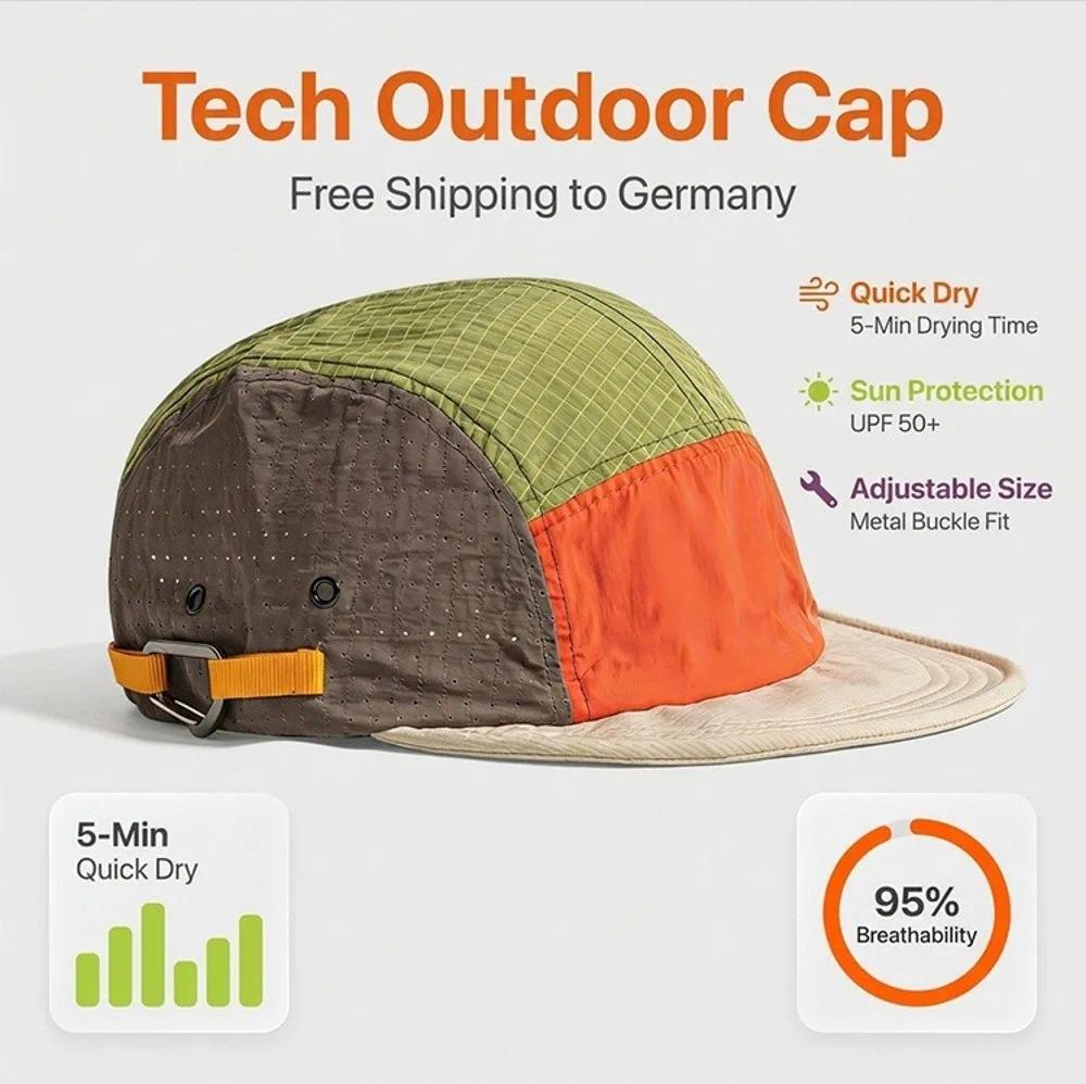5-panel Men Baseball Caps Color Matching Lightweight Quick Drying Cap Breathable Sun Protection Duck Tongue Cap