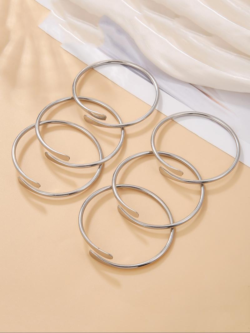 Women's Punk Style Cuff Bangle Set, 6 Counts Fashionable Minimalist Trendy Stack Bangle Bracelets for Party, Daily Decor, Trendy All-match & Exquisite Jewelry for Birthday Gift