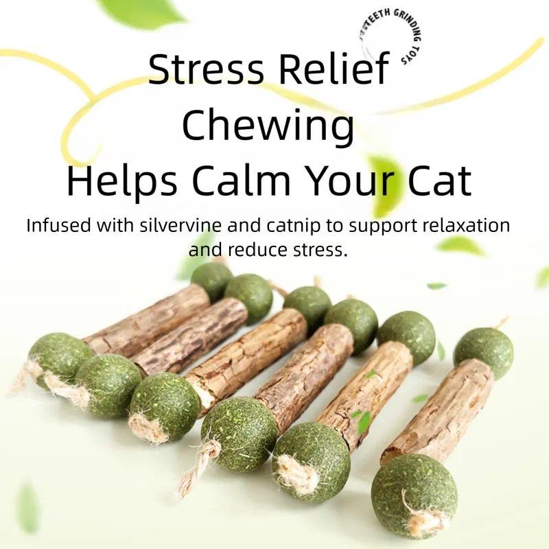 8-Pack Silvervine & Catnip Chew Sticks – Cat Dental Chew Toy, Helps Clean Teeth & Calm Cats