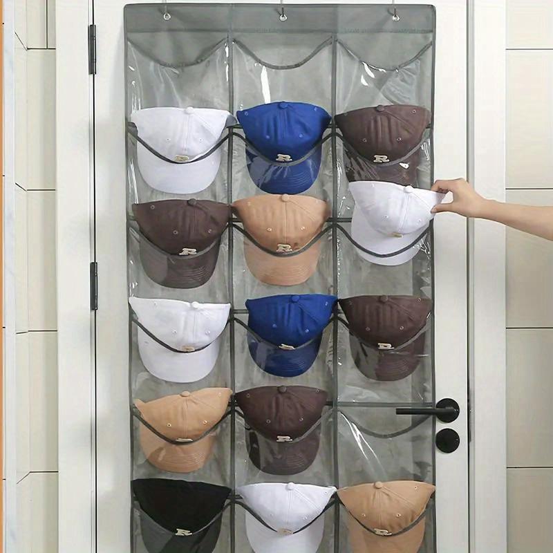 Hat Organizer Storage Bag for 18/24 Hats, Multi-Layer Hanging Hat Holder with 3 Hooks, 24 Deep Pockets for Baseball Caps, Space Saving Organizer, Organizer Storage Supplies, Space Saving Bags