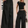 Women's Business Casual Wide Leg Pants, Office Ladies Loose Baggy Trousers, Long Pants for Professional Women, Western Style Womenswear Clothing, Natural Waist Pants