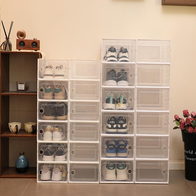 2026 New Space-Saving Shoe Box Set, Transparent Stackable Plastic Boxes, Boots Storage, Large Capacity Dustproof Foldable