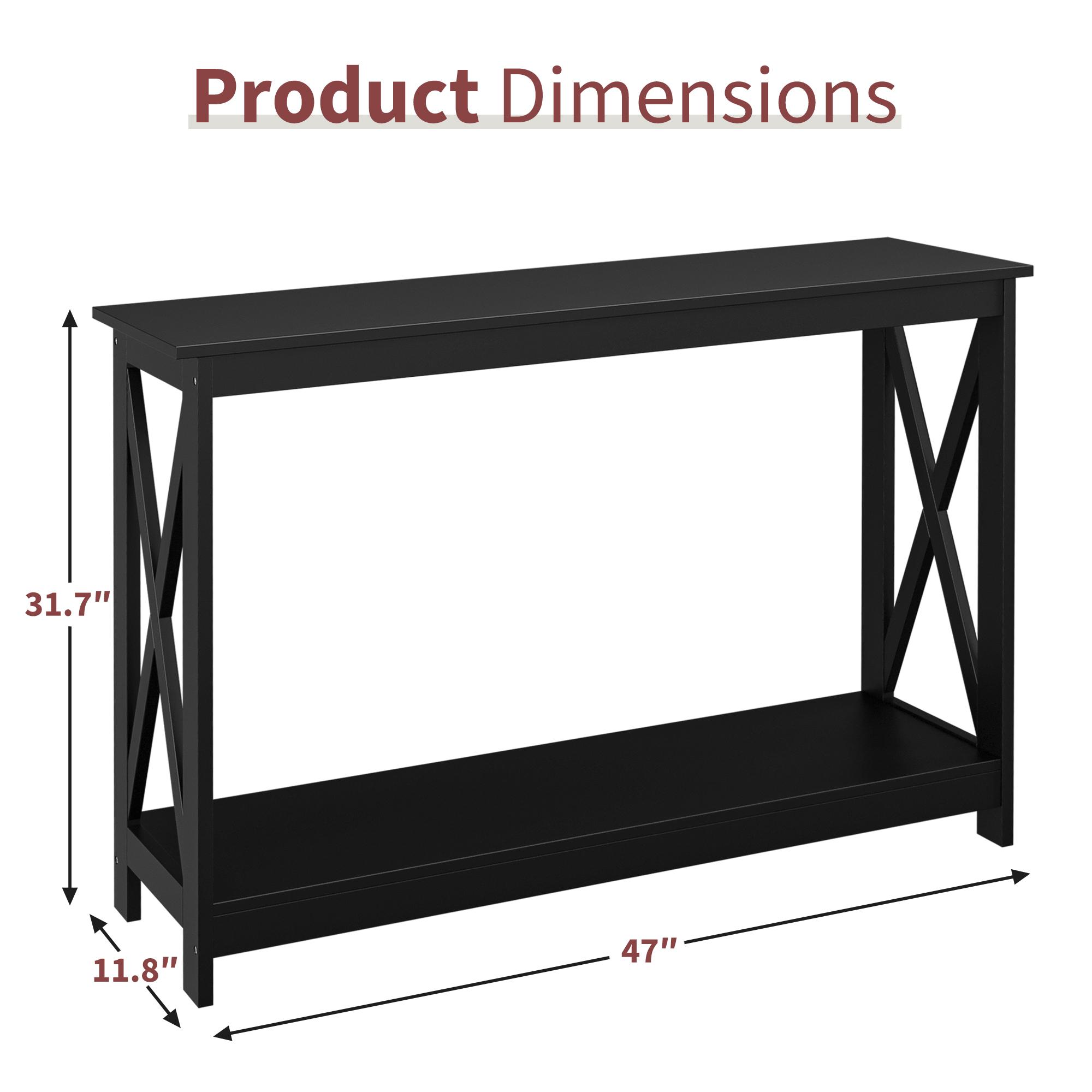 Zenstyle 2-Tier Console Table x-Design Bookshelf Entryway Sofa Side Table for Living Room