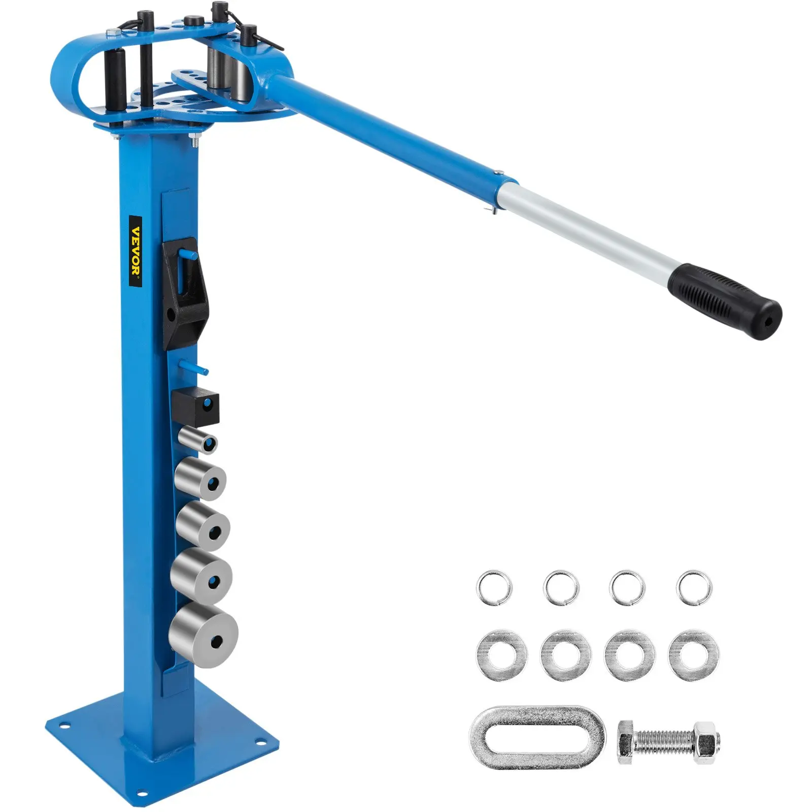 【Black Friday】VEVOR YP-38 Cast Steel Metal Bender with Floor Stand, 1"-3" Range Flat Bar-Square Rod Bending, 7 Dies Set, Telescopic Design ()