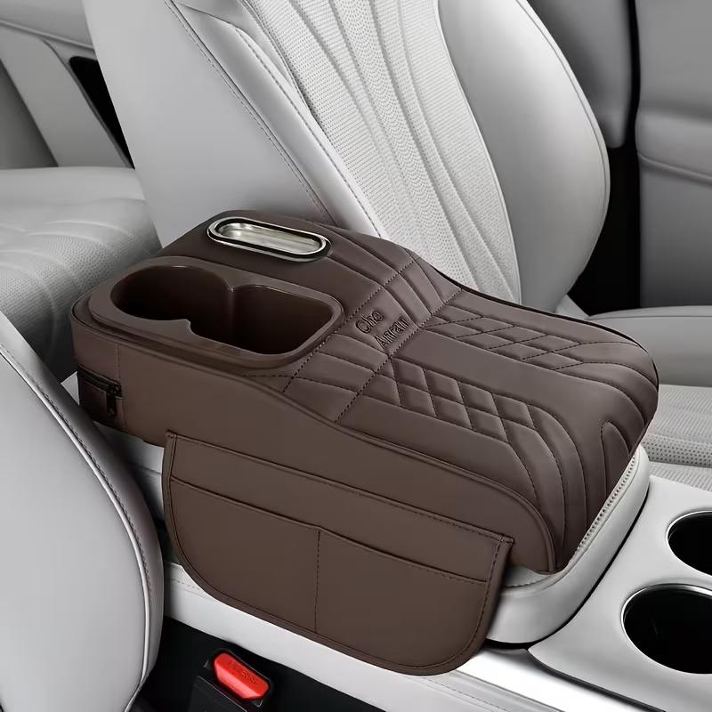 Multifunctional Car Armrest Storage Pad, Height Adjustable Cup Holder Organizer, Central Console Tissue Box Accessory for Vehicles, Car Storage Organizers, Car Cup Holders