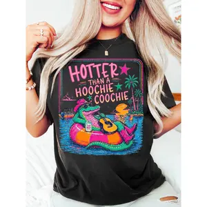 Super Hot Summer Casual Tee, Funny Crocodile Vacation Shirt, Alligator Beach Graphic Top for Summer Trip Smooth Seamless