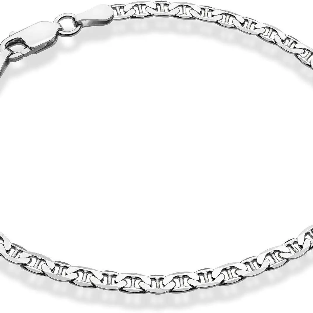 Italian 925 Sterling Silver 3mm, 4mm Mariner Anklet for Women Men