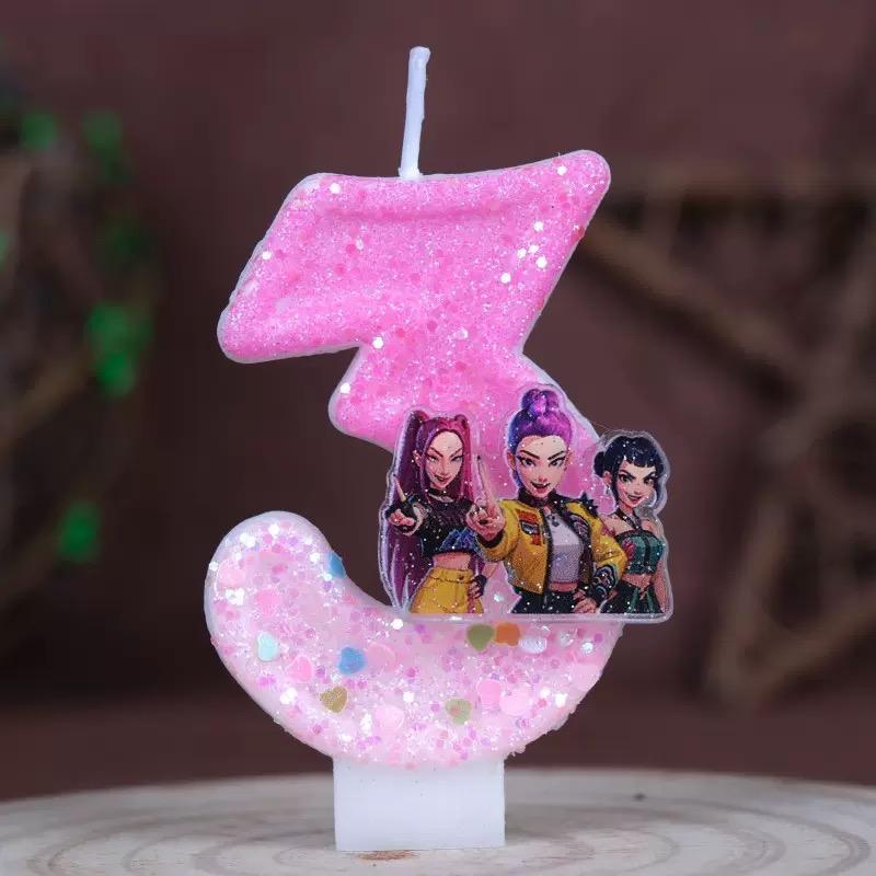 Cute cartoon exorcist girl's day candles, digital festival cake party candles, cake decorations, best holiday supplies for festivals, charm of anime character design, 3/4/5/6 anniversary decorations
