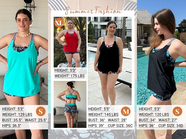 Daci Tankini Swimsuits for Women-2026 Bathing Suits Two Piece Swimwear with Shorts for Tummy Control