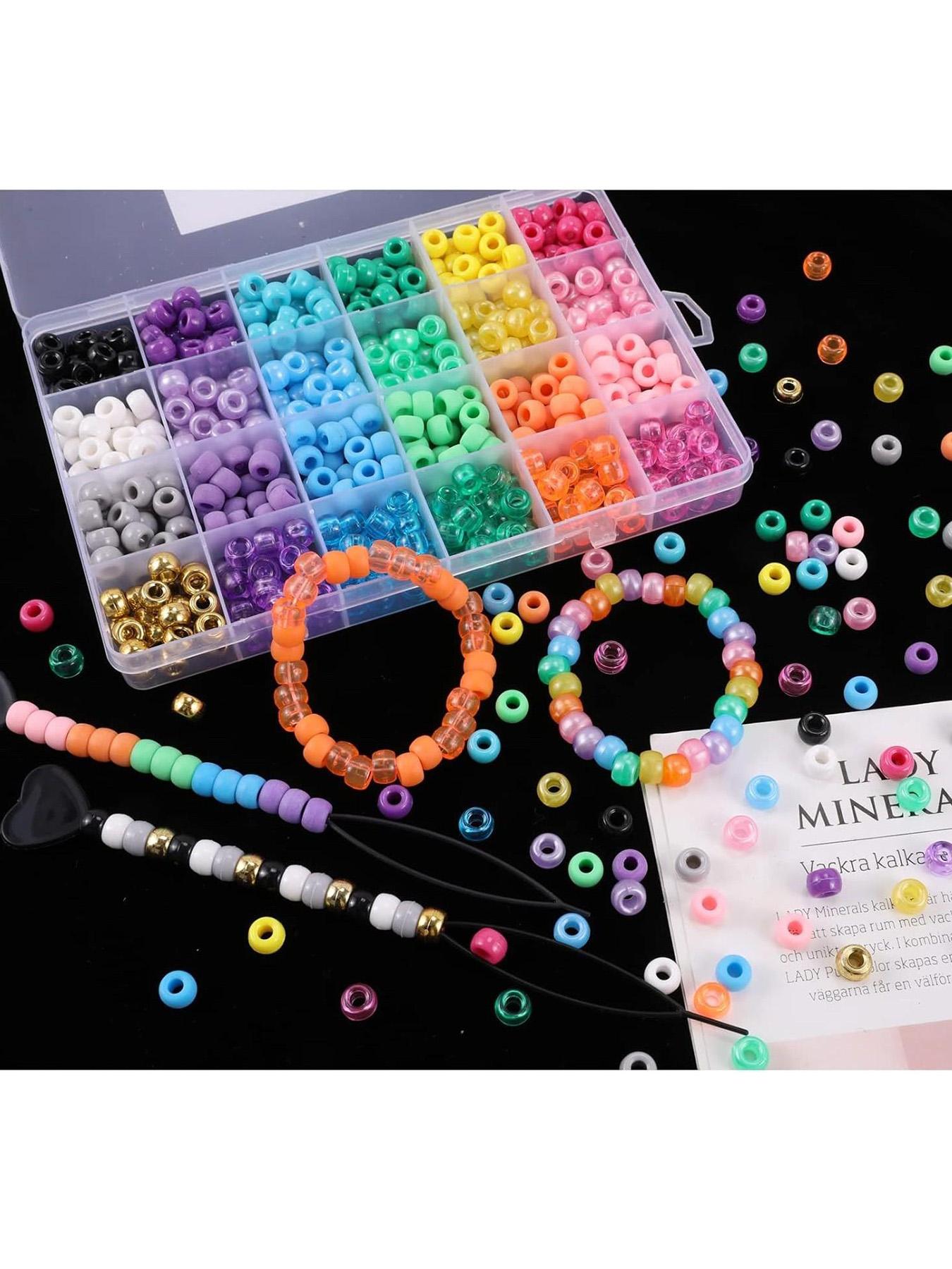 720pcs 24 Colors Pony Beads for Jewelry Making, Braided Hair Beads, Bracelet Kit, DIY Bracelets, Keychains, Fashion Gifts
