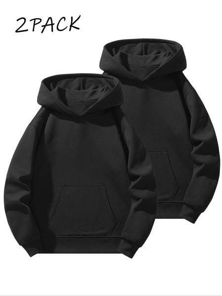 Men's Solid Color Essential Hooded Sweatshirt, Autumn & Winter Regular Fit Casual Long Sleeved Hoodie, Men's Daily Wear Clothing