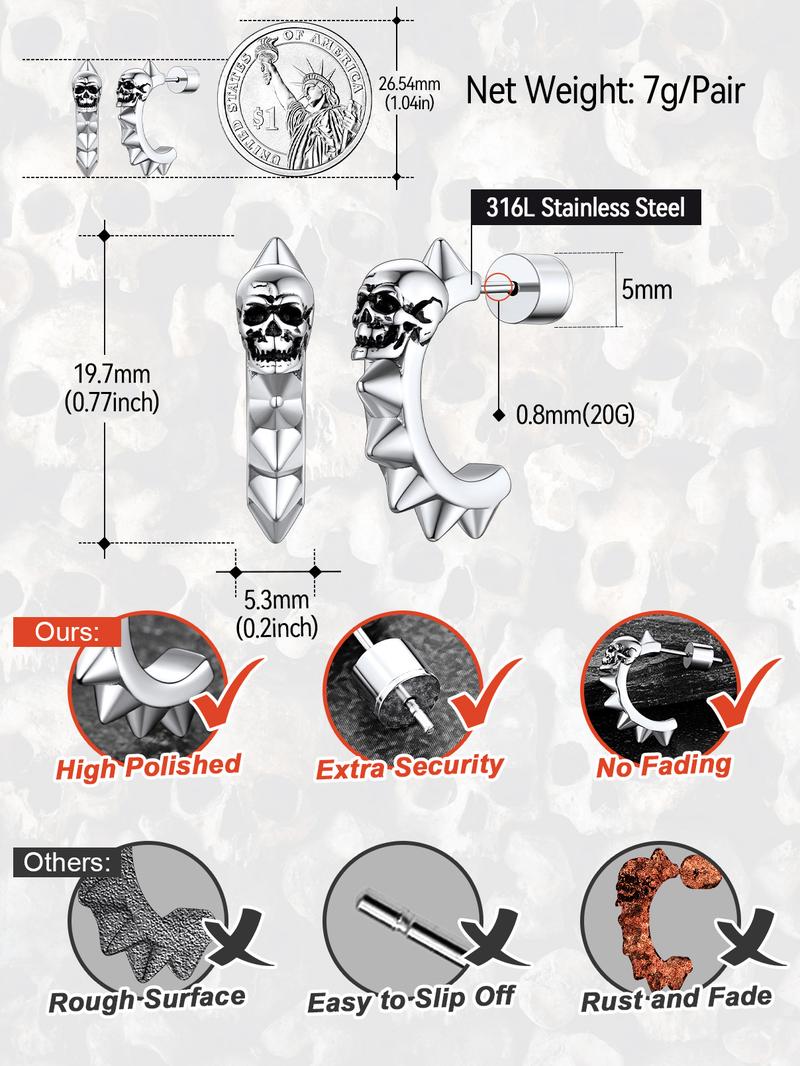FaithHeart Biker Bracelet With Vintage Skull Chunky Chain Bracelet Stainless Steel