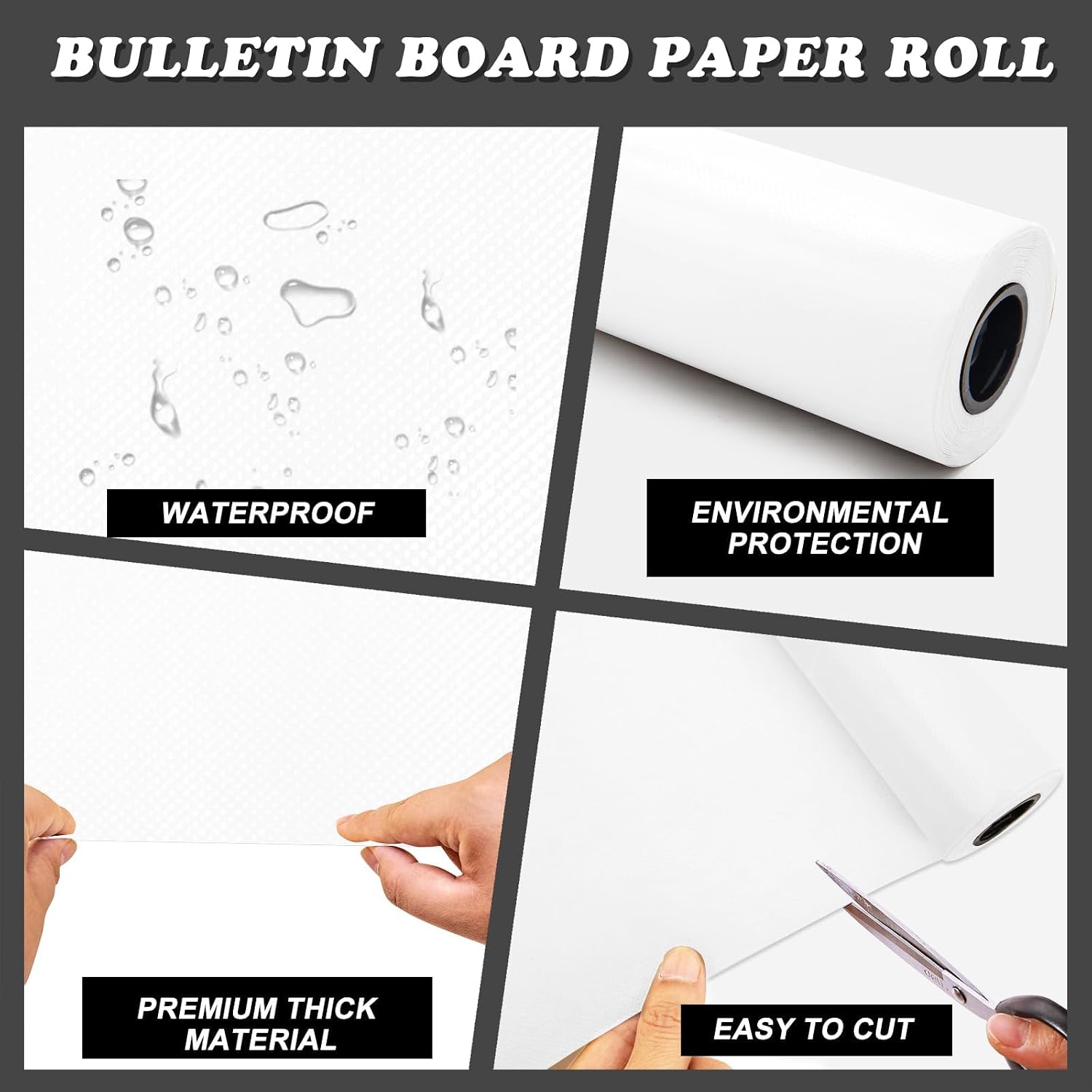 White Bulletin Board Paper Roll,14.8FTx47IN Large   Erasable Classroom Wall Background Backdrop, Fade-Resistant Fabric Wrapping Paper School Decors Teacher Supplies