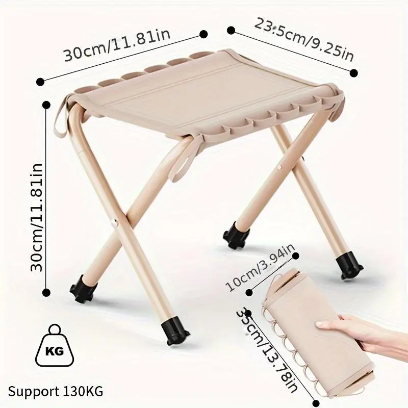 Collapsible Stool - Compact Folded, Travel-Friendly Portable Seat, 130KG High Load Capacity, 30x23.5x10cm Outdoor Camping Furniture