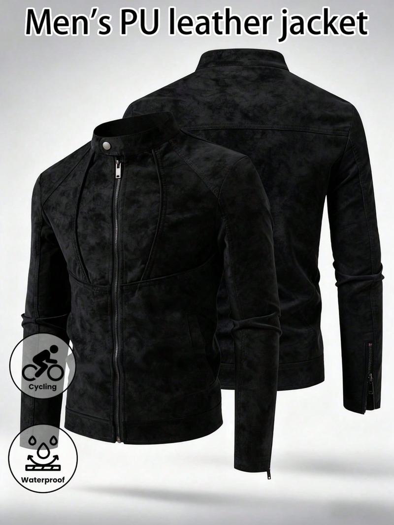 Men's Winter Velvet Jacket, Fleece Lined Thick Fur Collar, Vintage Lapel Multiple Pockets, Warm Motorcycle Coat