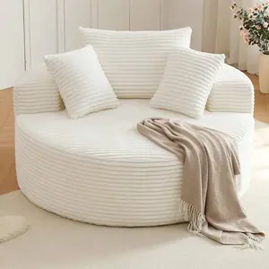 Oversized Round Chair Lounge Chaise Indoor, Upholstered Deep Seat Cloud Large Circle Sofa Chair, No Assembly Required, Fluffy Modern Sleeper Sofa Bed For Reading, Living Room, Bedroom
