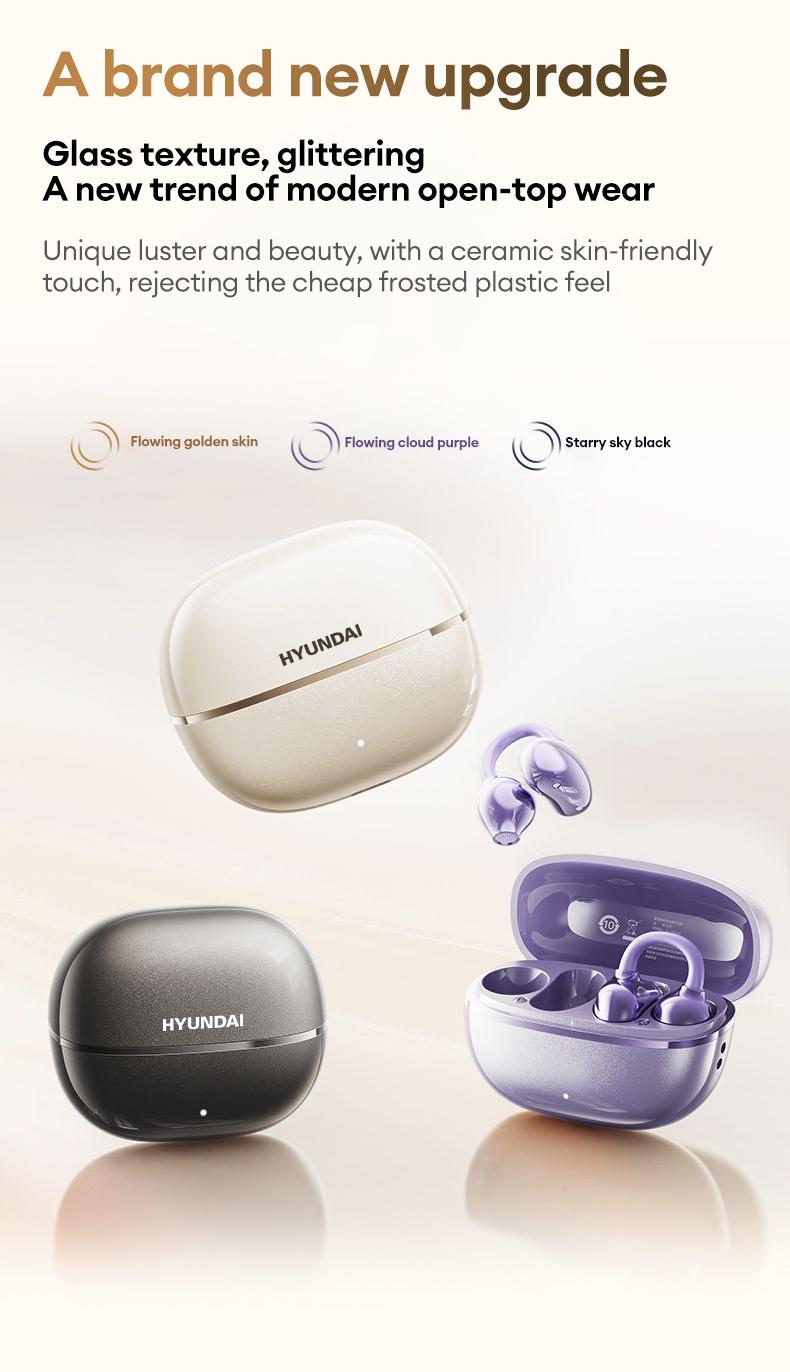 HYUNDAI Earclip C7 Clip-on Design Wireless Earphones, Upgraded Panoramic Sound Headset, Comfortable Wearing & IPX5 Waterproof Sports Earbuds for Work, Fitness