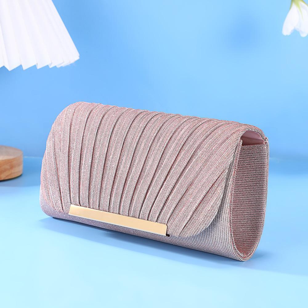 FringeFlutterSparkly Sequin Evening Bag | Pleated Chain Clutch for Prom, Wedding & Date Night