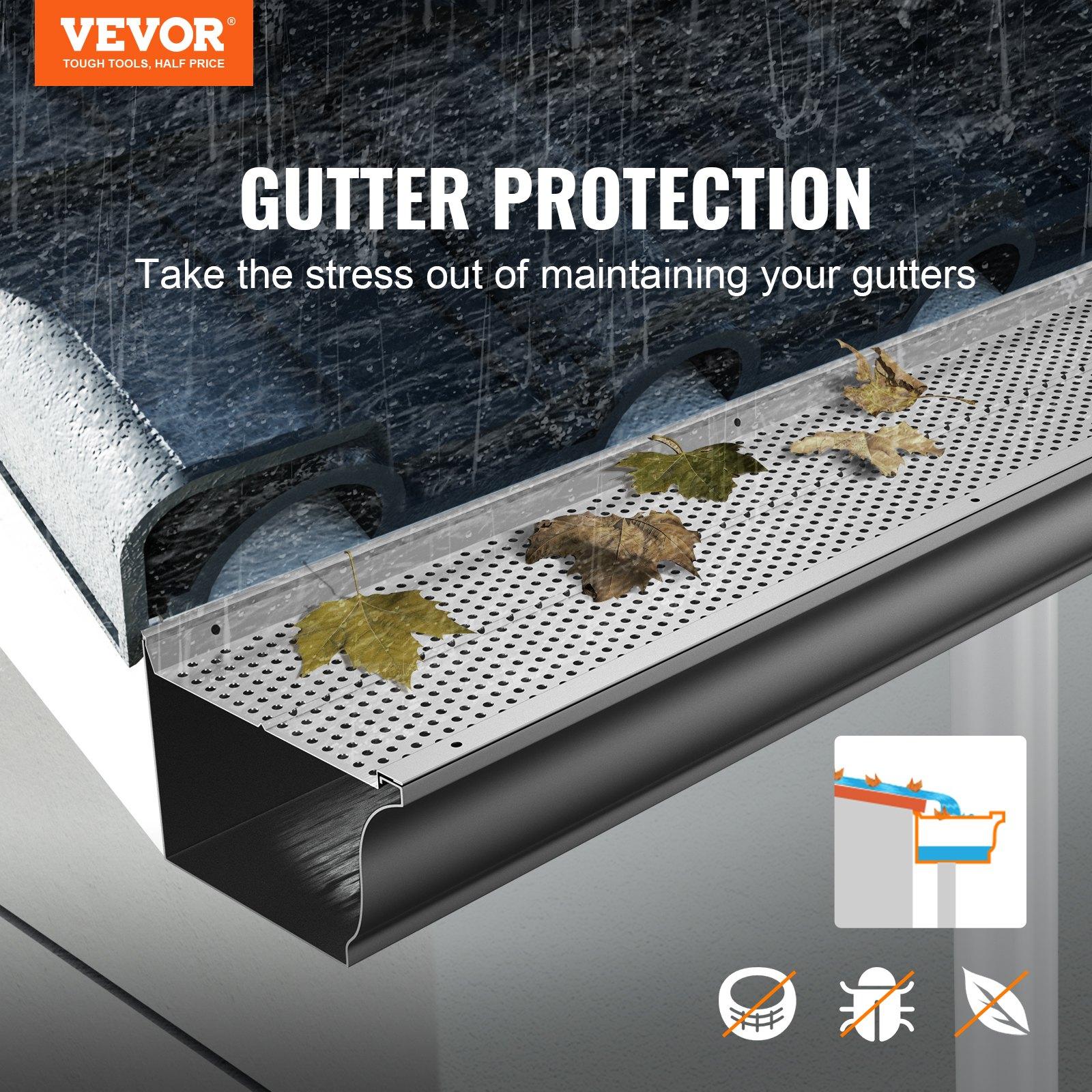 VEVOR Gutter Guard, 6 inch Width, Aluminum Leaf Filter DIY Gutter Cover, 52 PCS 208 ft Total Length, 0.157'' Hole Diameter & 0.02'' Thick Gutter Guards Fits Any Roof or Gutter Type VEVOR Gutter Guard, 6 inch Width, Aluminum Leaf Filter DIY Gutter Cover, 52 PCS 208 ft Total Length, 0.157'' Hole Diameter & 0.02'' Thick Gutter Guards Fits Any Roof or Gutter Type