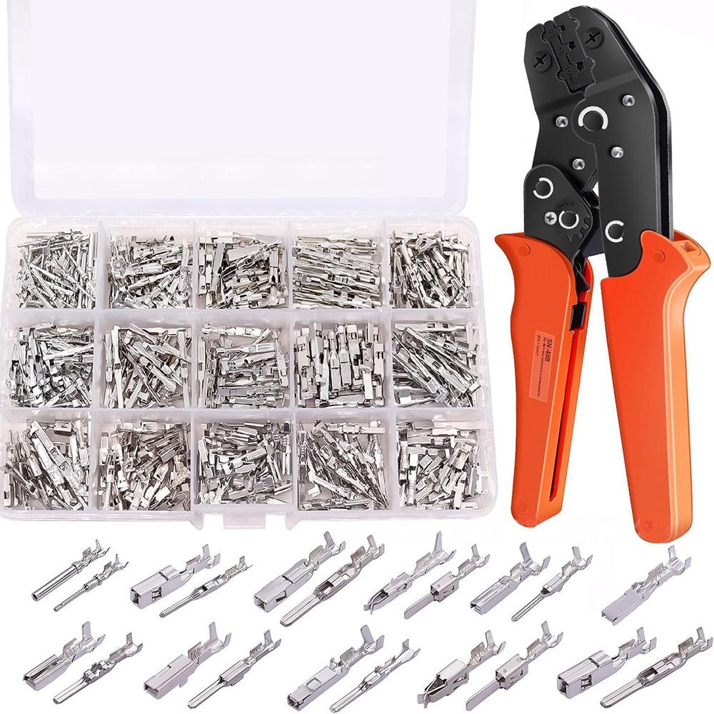 290PCS/1-3.5mm Automotive Connector Pin Accessories Male and Female Connectors Crimping Wiring Pin Terminal+One 48B Wire Clamp Widely Used in Various 12V Connectors, Trucks, Cars, Ships, etc