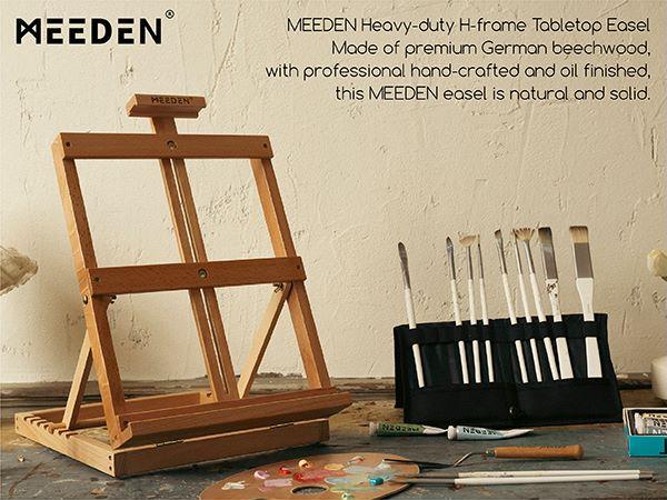 MEEDEN Art Heavy-Duty Tabletop Studio H-Frame Wooden Easel- Solid Beech Wood Adjustable Artists Desktop Easel for Artist, Beginners & Teens- Holds Canvas Art up to 23" High, Christmas, Blackfriday, Christmasgift,Gift Crafts Handcraft