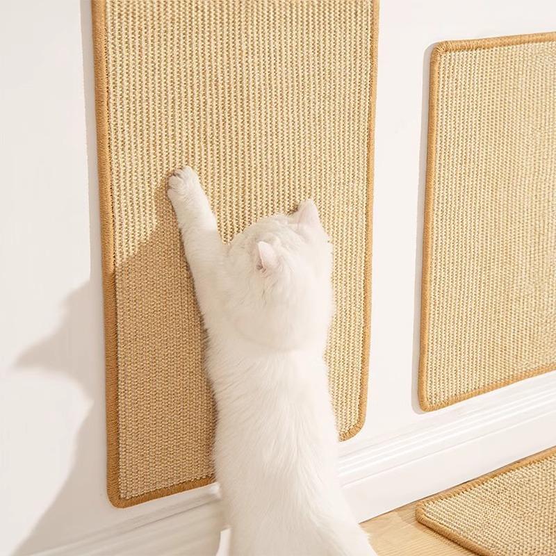 1pc Sisal Cat Scratching Mat Pad, Natural Sisal Scratcher - with Reusable Fastener Strips, No Residue, Durable Natural Sisal Fiber Surface - Perfect Gift for Cat Lovers, Sofa & Corner Protector, Cat Scratch Deterrent with Hook & Loop Tape