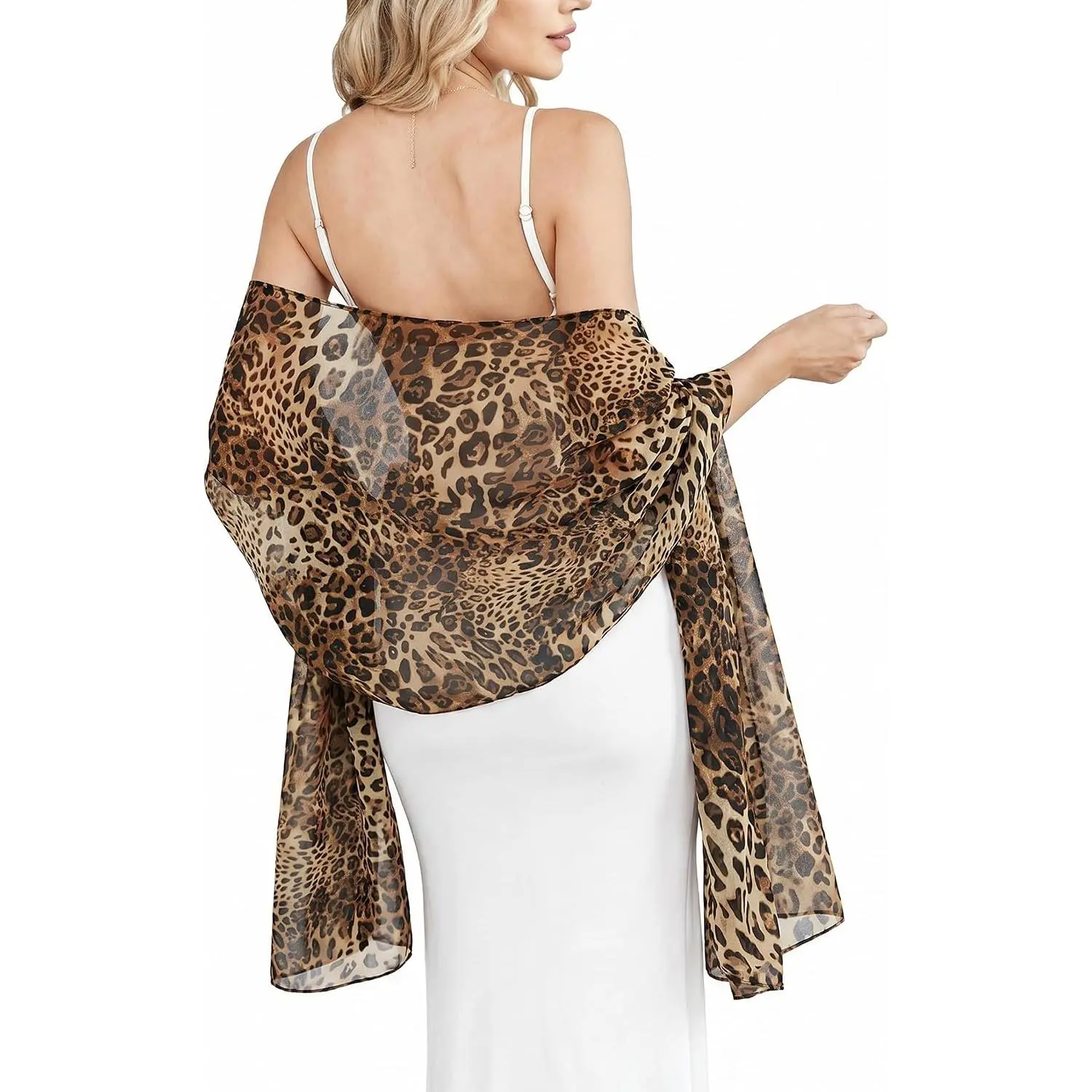Women's Chiffon Shawl Wrap Sheer Soft Lightweight Scarf Accessory | Elegant chiffon shawl, extra long 196x65cm, soft flowy drape, silky smooth, for wedding party night formal accessory