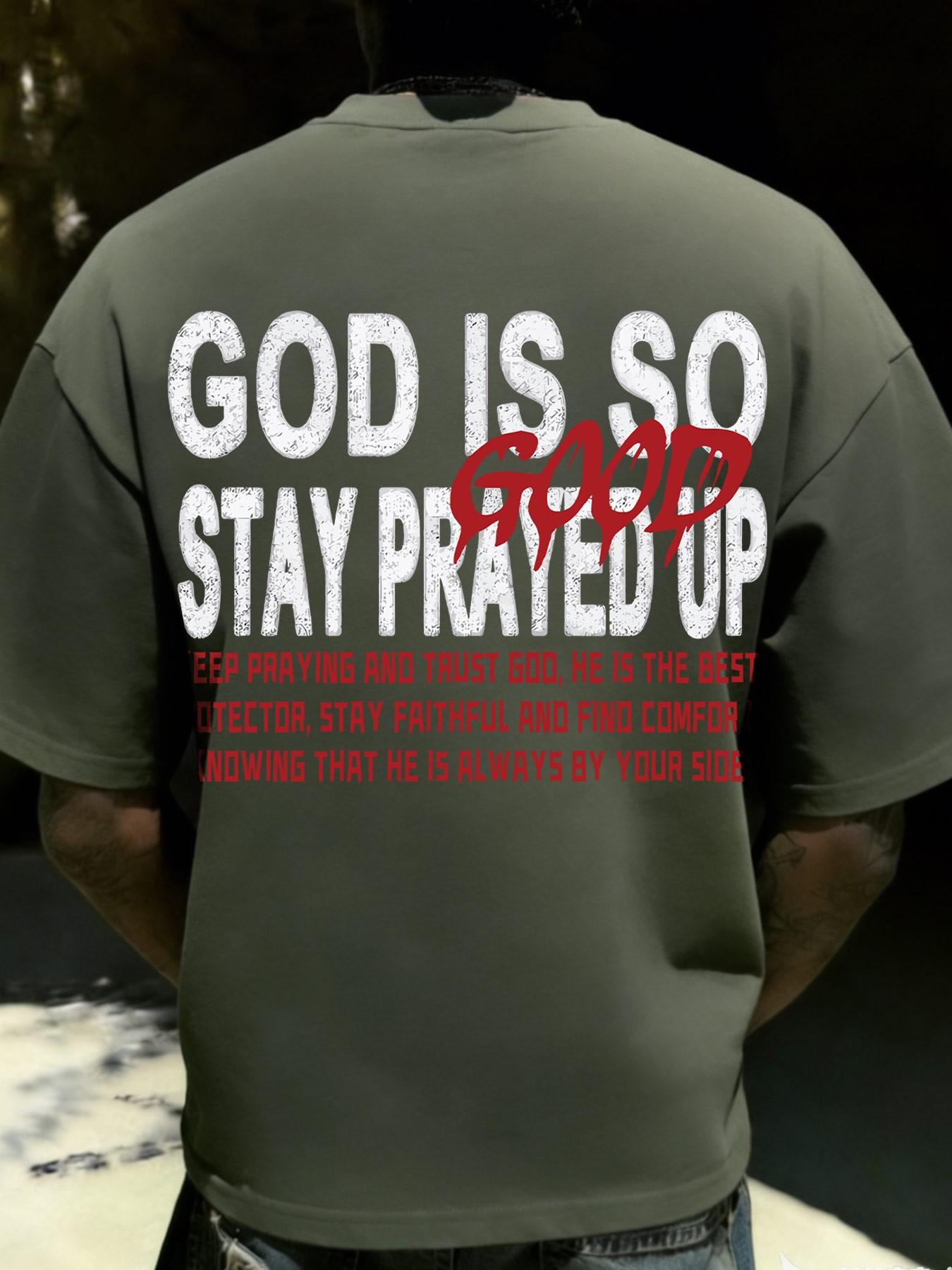 God Is so Good Faith Theme Print American Retro Style Short Sleeve T-Shirt, Casual Loose-Fitting Apparel, Without Collar and Button