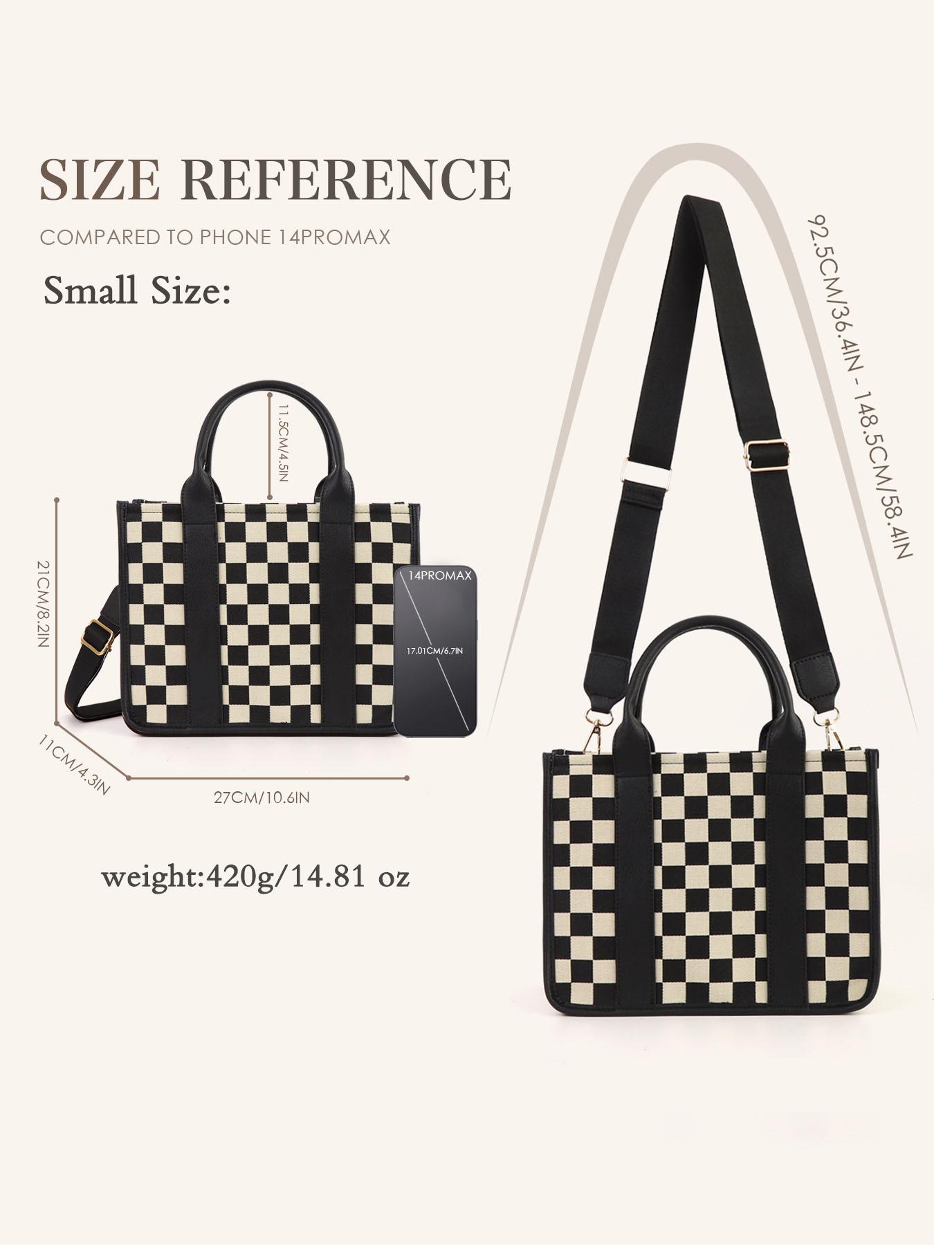 Checkerboard Pattern Tote Bag, Fashionable Canvas Classic Shoulder Bag for Women, Casual Trendy Versatile High-quality Daily Commuting Bag, Girl Fashionable Shopping Bag