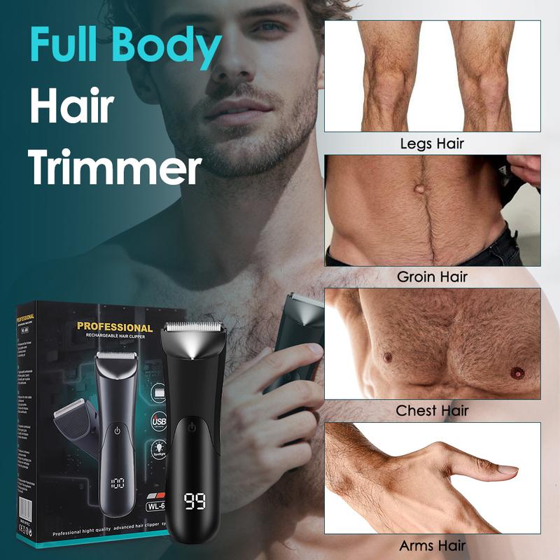 Electric Hair Trimmer for Men, Ceramic Digital Display Body Hair Grooming Tool, Hair Shaving & Styling Hair Razor, Rechargeable Trimmer