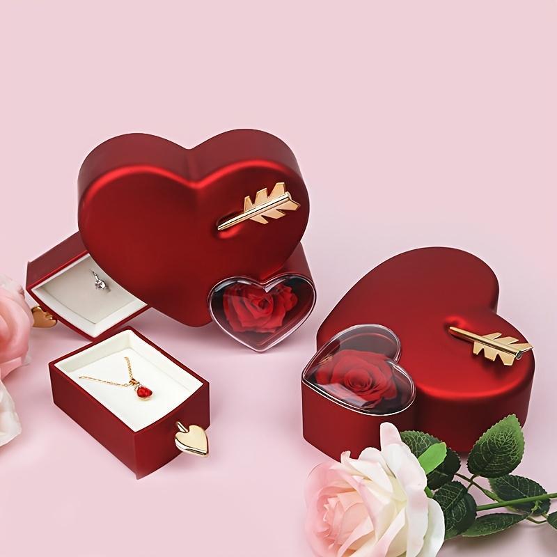 1PC Heart-Shaped Preserved Rose Jewelry Gift Box, Forever Rose with Jewelry Organizer, Perfect for Proposal, Wedding Favor, Bridal Gift, Mother’s Day Surprise, Back to School Gift for Girlfriend, Romantic Valentine’s Day Christmas Present