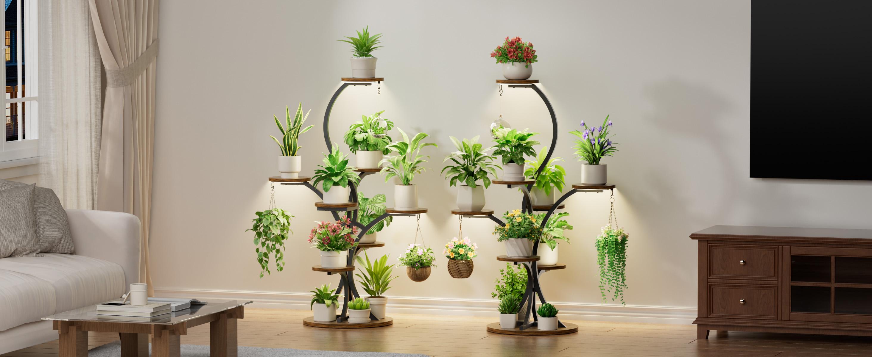 Plant Stand Indoor with Grow Lights - Tree-Shaped Plant Shelf, 7 Tiered Corner Plant Stands for Indoor Plants Multiple, 54" Tall Plant Shelves, Plant Flower Holder Display Rack for Living Room, Patio