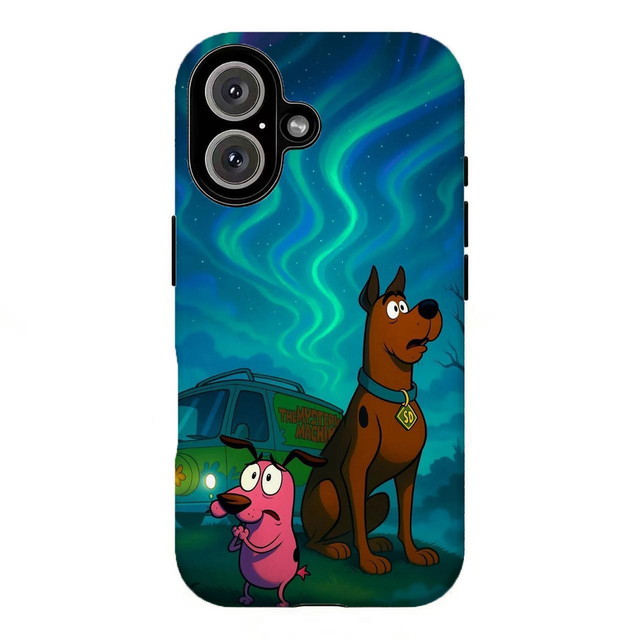 FL-Retro Scby-D00 & C0urage the C0wardly Dog Horror Collage Phone Case,Nostalgic 90s Cartoon Tough Case For iPhone 11 12 13 14 15 16 17 Air Pro Max for Samsung S26 S25 S24 S23 S22 S21 Case,Gift for her/him/fans