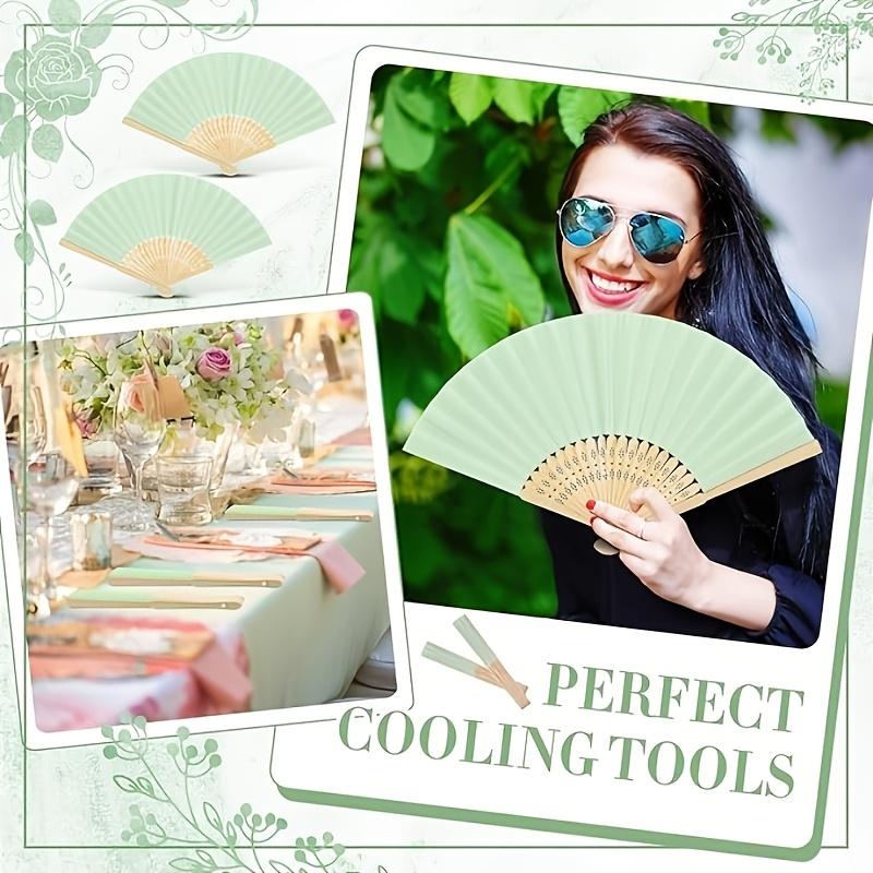 Gift for Her/Him 16pcs Green Wedding Favor Fan Set, Women's Handheld Folding Fan with Green Bow, Tassel, Gift Bag, DIY Decorative Women's Gift, Wedding Party Decoration. Suitable for Bridal Shower Favors, Return Gifts, Wedding Banquet Gifts