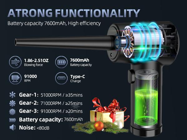 ZARIMI Portable Cordless Duster 51000RPM USB Rechargeable Multi-Function Car & Keyboard Cleaner Machine Lightweight Handheld Vacuum Eco-Friendly Energy-Efficient