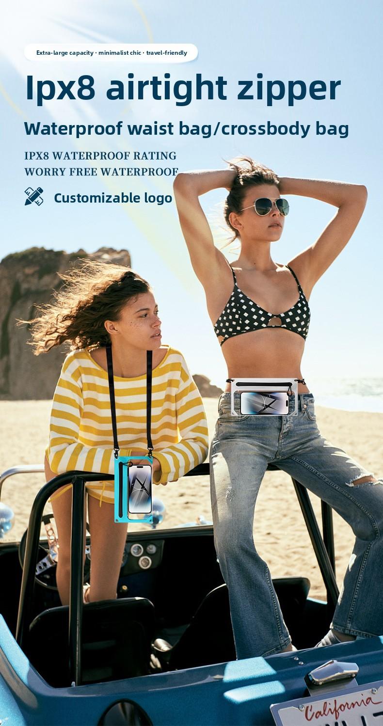 Airtight Zipper Waterproof Waist Bag, PVC Portable Touchscreen Phone Bag for Outdoor Camping and Swimming