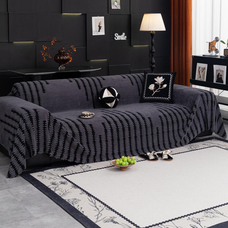 Geometric Stripe Sofa Soft Warm Throw, Modern Minimalist Style, All-Season Comfort, Pet-Friendly Washable, Multiple Colors & Sizes Available