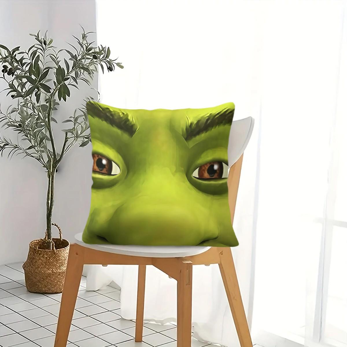 Shrek Pattern Pillow, 1 Piece Includes Pillow Core, Soft And Durable, Suitable For Children And Adults, Daily Holiday Birthday Gift, Bedroom Decoration For Bed, Sofa, Car